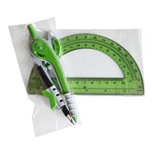 NWOT Student Compass & Protractor Set Math Geometry School 6"  180 Degree Green